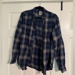 Furst of a kind vintage blue flannel with eyelet detail